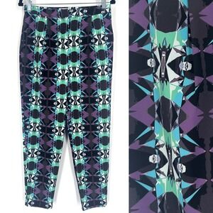 Wolf & Whistle London Women's Size 8 Geometric Trouser Pants‎ Black Funky Weird
